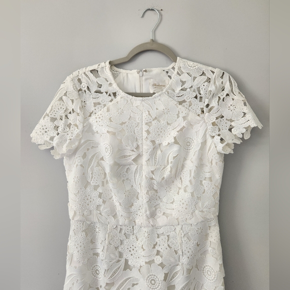 Shoshanna Lace Sheath Dress White Sz 8 - Picture 6 of 17